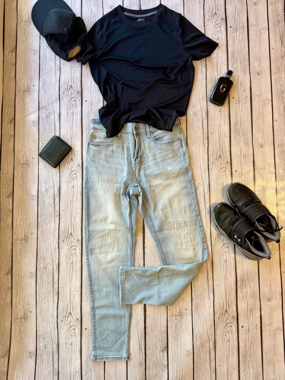 Men's Light Wash Blue Jeans - Athletic skinny Fit